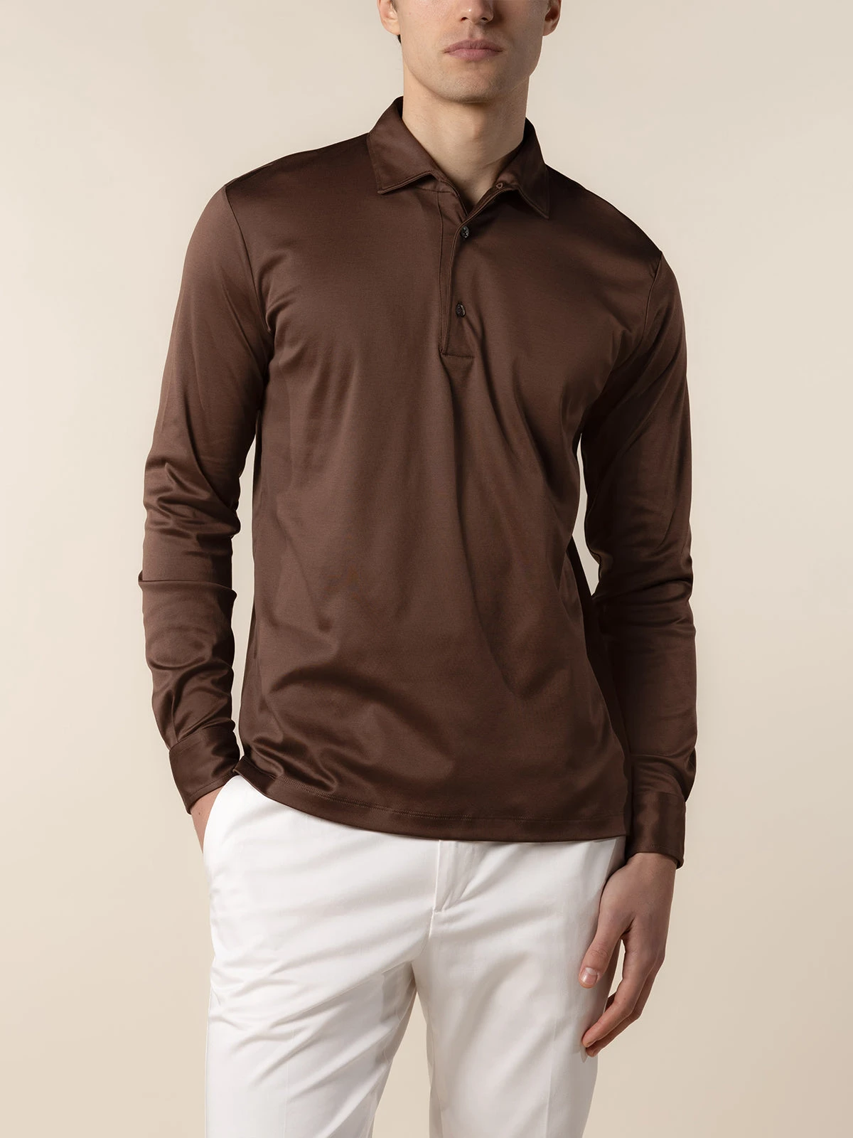 AUR1 Longsleeve Polo Chocolate 4 AUR1 Longsleeve Polo Chocolate - Image 2