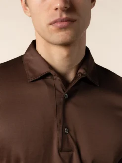 AUR1 Longsleeve Polo Chocolate 12 AUR1 Longsleeve Polo Chocolate -Velora Fashion aurelien interlock cotton polo men katoen poloshirt heren longsleeve chocolate14copy