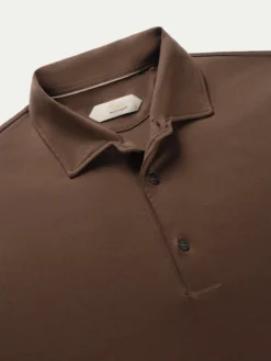 AUR1 Longsleeve Polo Chocolate 10 AUR1 Longsleeve Polo Chocolate -Velora Fashion aurelien interlock cotton polo men katoen poloshirt heren longsleeve chocolate2