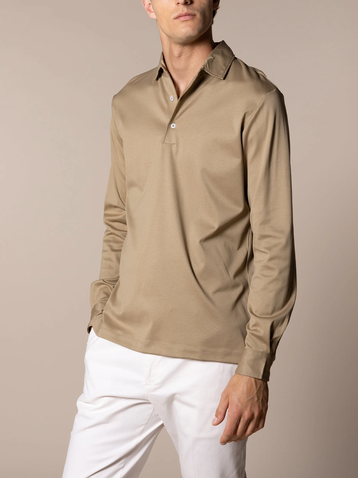 AUR1 Longsleeve Polo Dark Taupe 4 AUR1 Longsleeve Polo Dark Taupe - Image 2