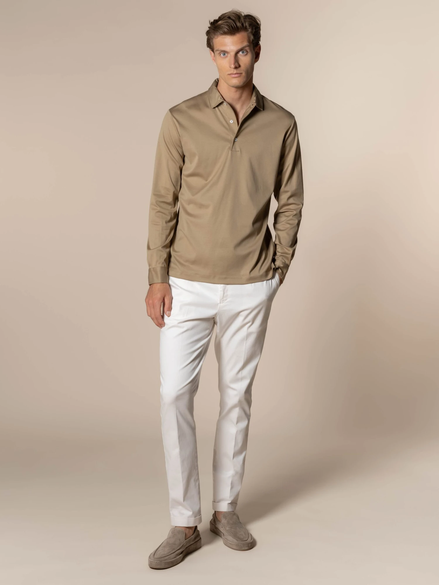 AUR1 Longsleeve Polo Dark Taupe 8 AUR1 Longsleeve Polo Dark Taupe - Image 6
