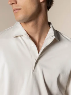 AUR1 Longsleeve Polo Ecru -Velora Fashion aurelien interlock cotton polo men katoen poloshirt heren longsleeve ecru12 scaled