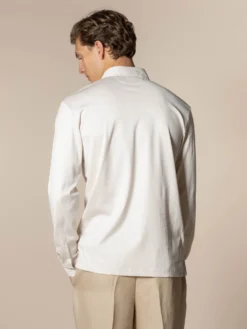 AUR1 Longsleeve Polo Ecru -Velora Fashion aurelien interlock cotton polo men katoen poloshirt heren longsleeve ecru13 scaled