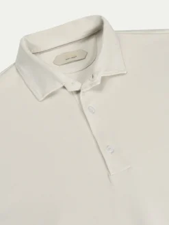 AUR1 Longsleeve Polo Ecru -Velora Fashion aurelien interlock cotton polo men katoen poloshirt heren longsleeve ecru2