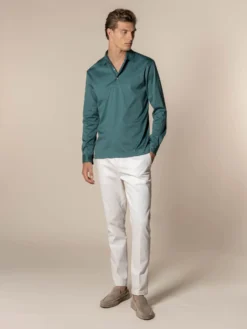 AUR1 Longsleeve Polo Emerald -Velora Fashion aurelien interlock cotton polo men katoen poloshirt heren longsleeve emeral10 scaled