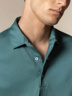 AUR1 Longsleeve Polo Emerald -Velora Fashion aurelien interlock cotton polo men katoen poloshirt heren longsleeve emeral11 scaled