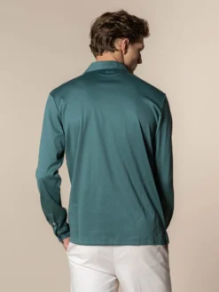 AUR1 Longsleeve Polo Emerald -Velora Fashion aurelien interlock cotton polo men katoen poloshirt heren longsleeve emeral12 scaled