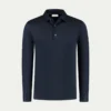 AUR1 Longsleeve Polo Navy -Velora Fashion aurelien interlock cotton polo men katoen poloshirt heren longsleeve navy1