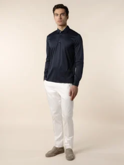 AUR1 Longsleeve Polo Navy -Velora Fashion aurelien interlock cotton polo men katoen poloshirt heren longsleeve navy11