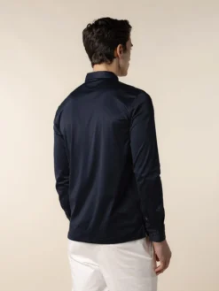 AUR1 Longsleeve Polo Navy -Velora Fashion aurelien interlock cotton polo men katoen poloshirt heren longsleeve navy142