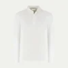 AUR1 Longsleeve Polo White -Velora Fashion aurelien interlock cotton polo men katoen poloshirt heren longsleeve white1