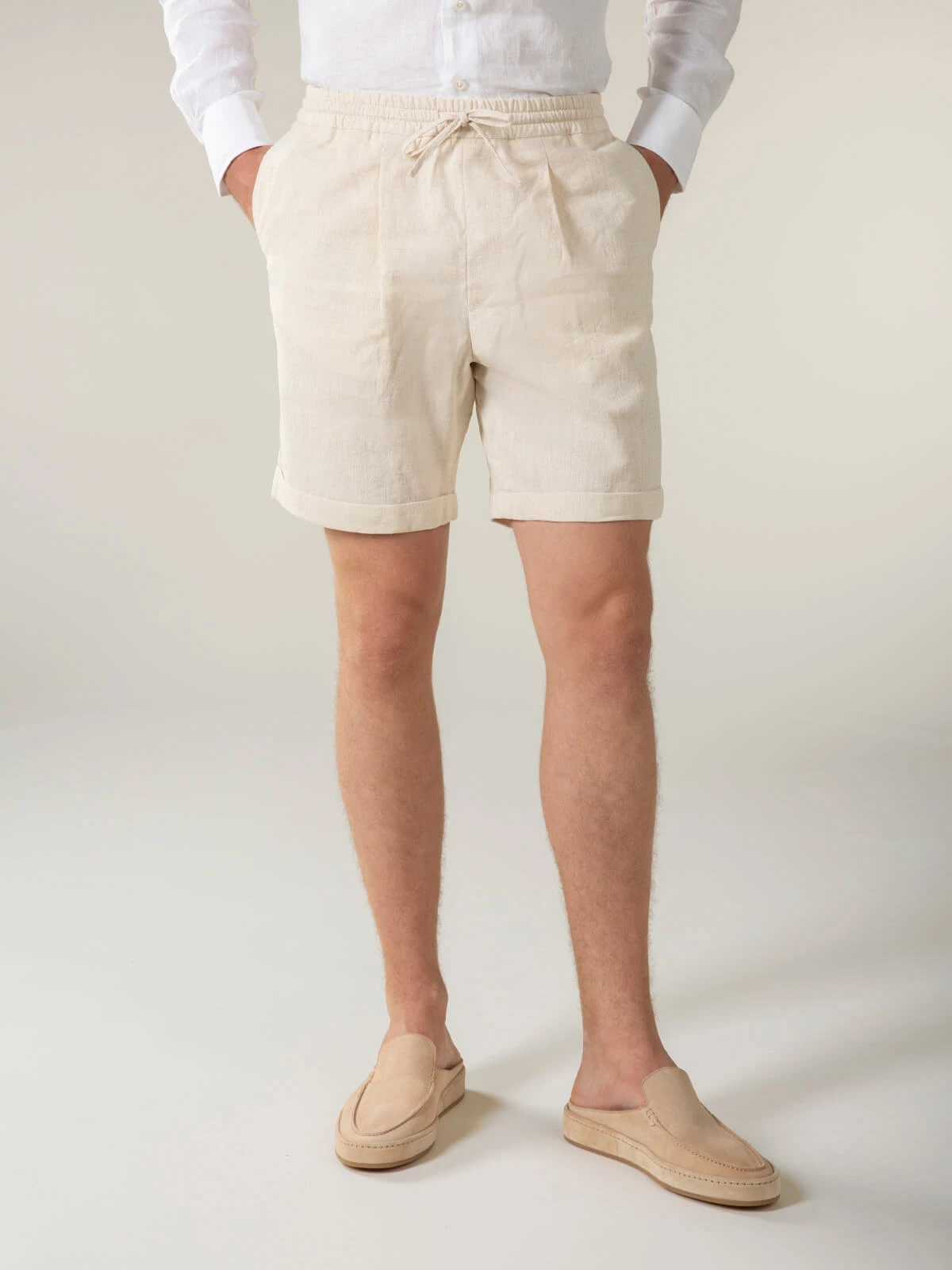 Beige Linen Seaside Shorts 4 Beige Linen Seaside Shorts - Image 2