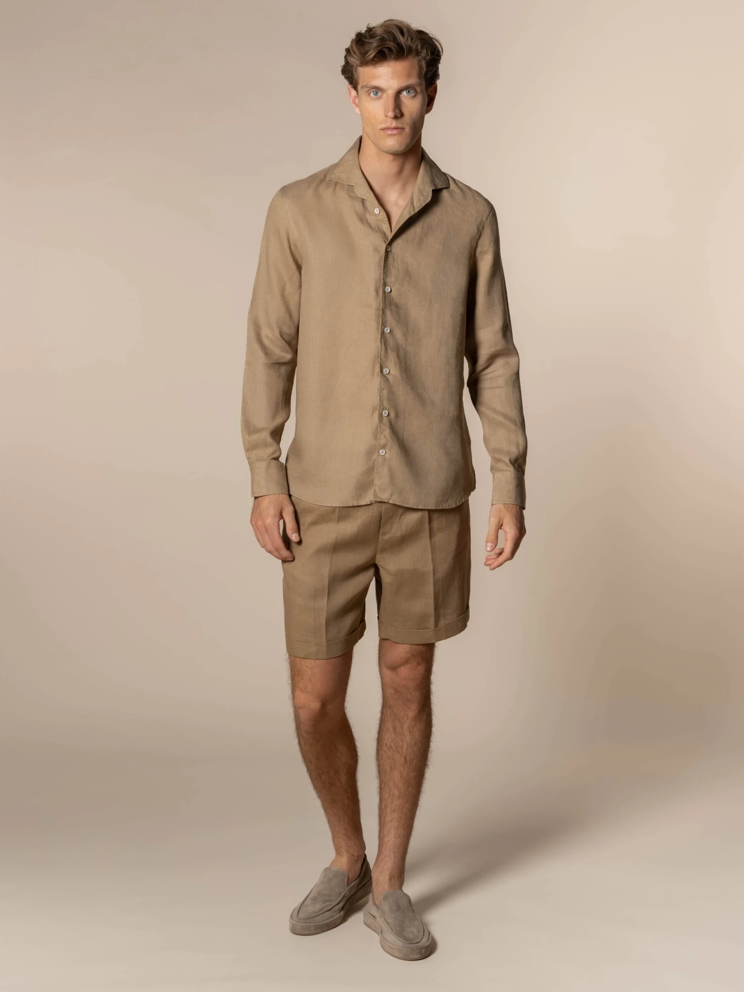 Dark Taupe Linen Seaside Shorts 8 Dark Taupe Linen Seaside Shorts - Image 6