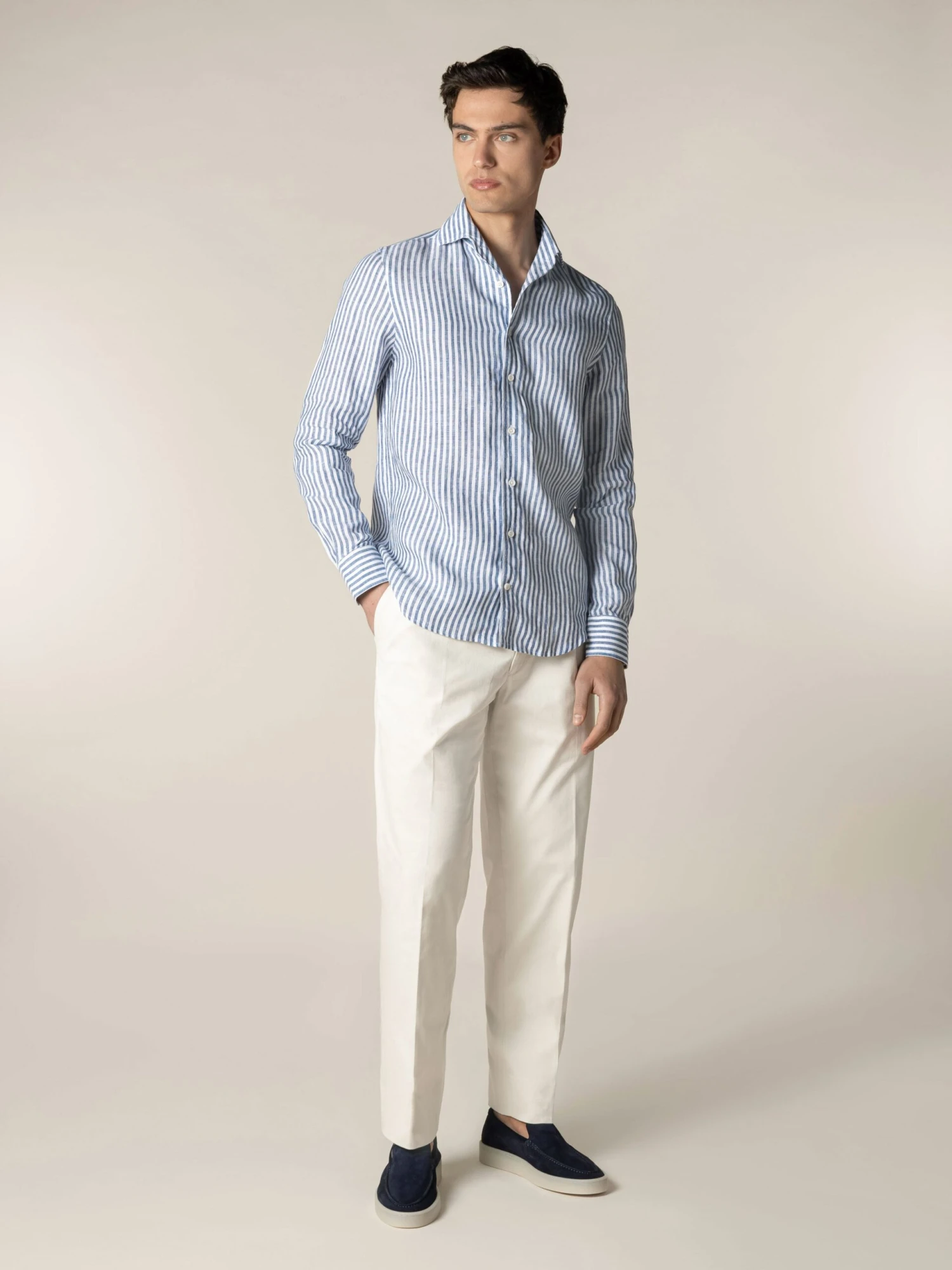 Navy Stripe Linen Seaside Shirt 9 Navy Stripe Linen Seaside Shirt - Image 7