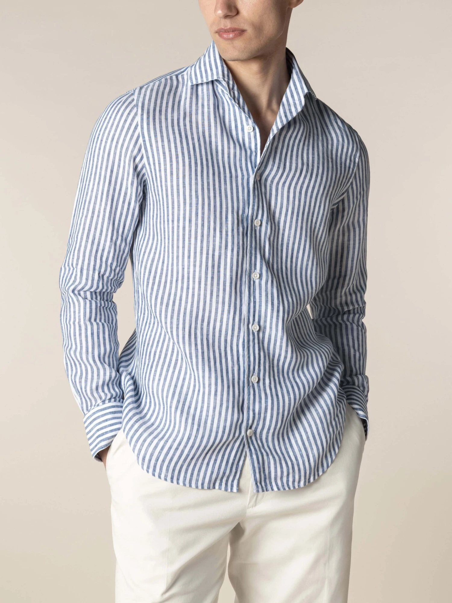 Navy Stripe Linen Seaside Shirt 4 Navy Stripe Linen Seaside Shirt - Image 2