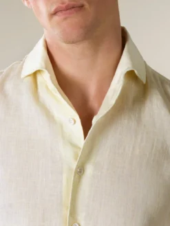 Light Yellow Linen Seaside Shirt -Velora Fashion aurelien linen shirt overhemd linnen heren light yellow 1.jp3
