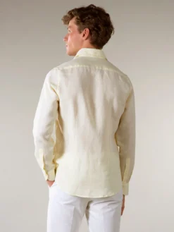 Light Yellow Linen Seaside Shirt -Velora Fashion aurelien linen shirt overhemd linnen heren light yellow 1.jp4