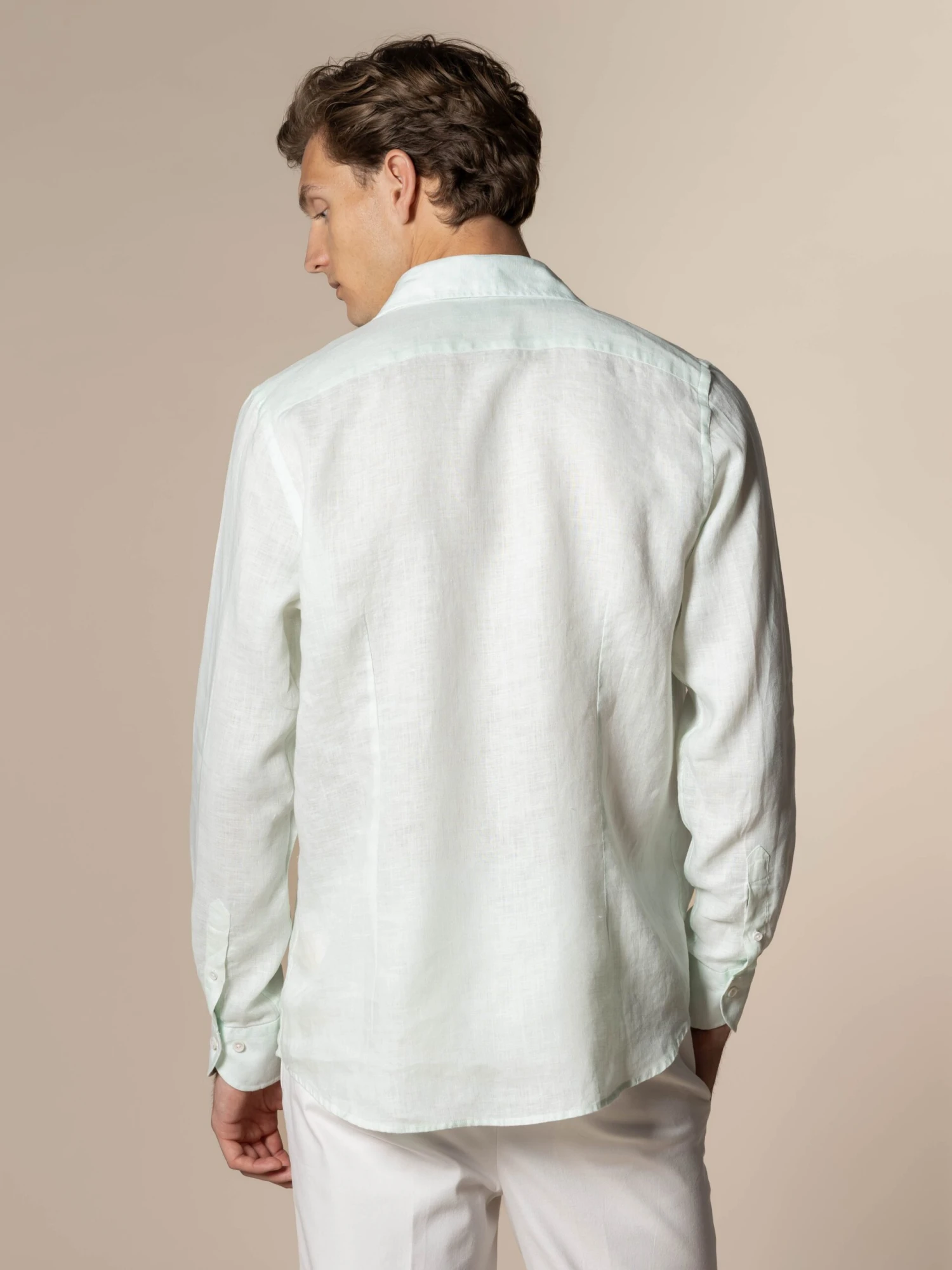 Light Aqua Linen Seaside Shirt 7 Light Aqua Linen Seaside Shirt - Image 5