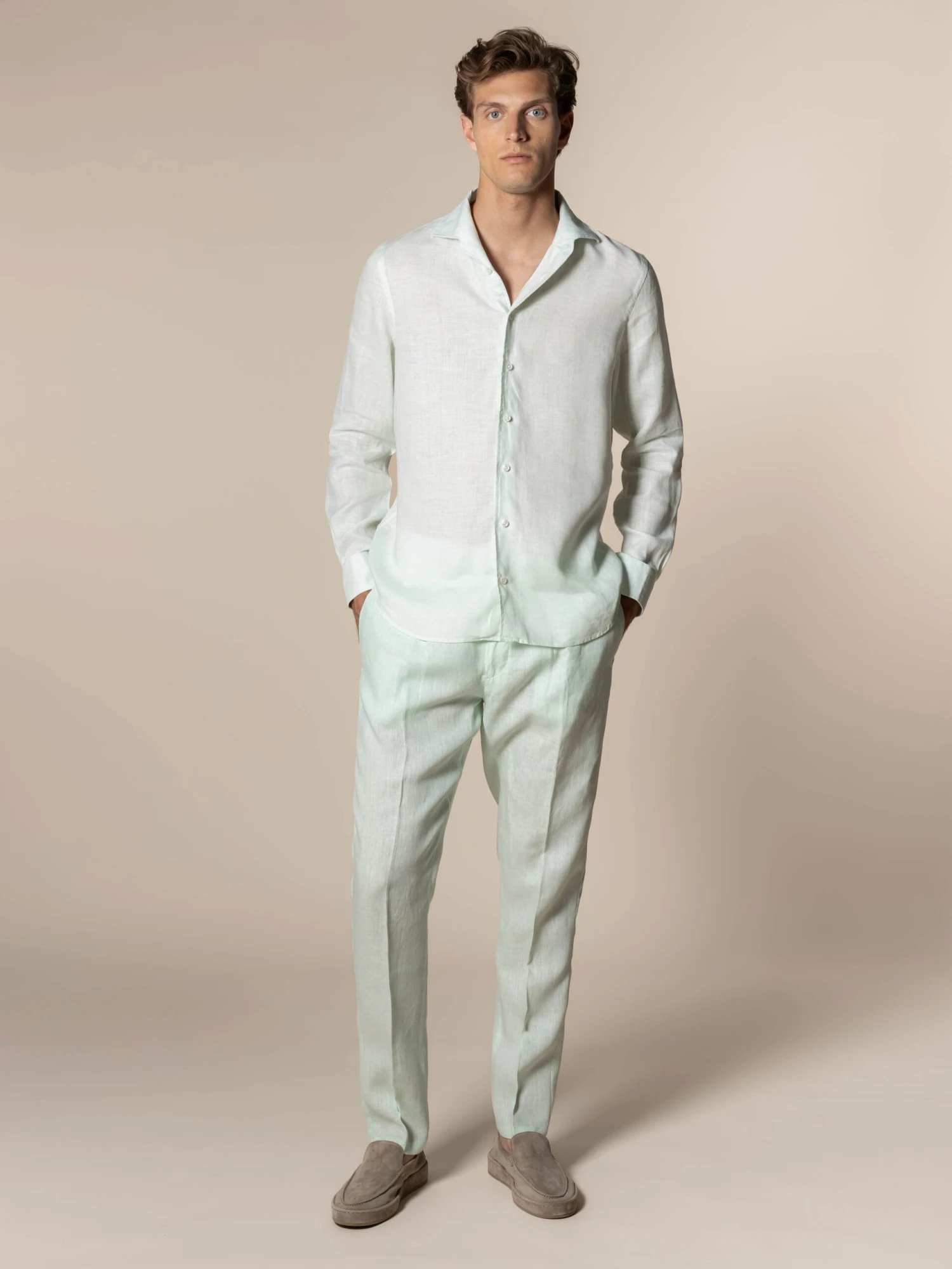 Light Aqua Linen Seaside Shirt 10 Light Aqua Linen Seaside Shirt - Image 8