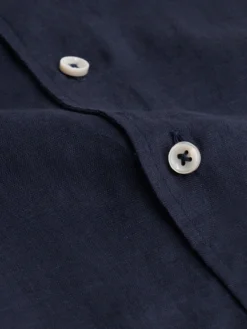 Navy Linen Seaside Shirt -Velora Fashion aurelien linen shirt overhemd linnen heren navy 2