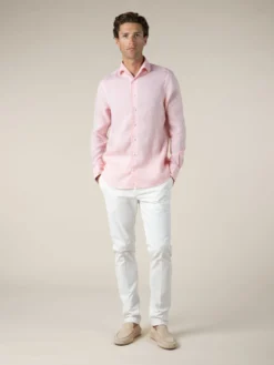 Light Pink Linen Seaside Shirt -Velora Fashion aurelien linen shirt overhemd linnen heren pink13 scaled