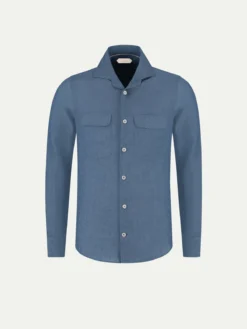 Mid Blue Linen Pocket Shirt