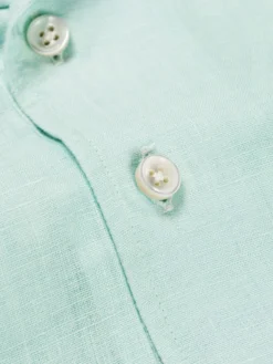 Light Aqua Linen Pop-over Shirt -Velora Fashion aurelien linen shirt overhemd linnen pop over men heren light aqua3 2