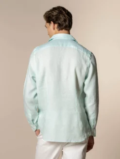 Light Aqua Linen Pop-over Shirt -Velora Fashion aurelien linen shirt overhemd linnen pop over men heren light aqua33 scaled