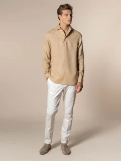 Nut Linen Pop-over Shirt -Velora Fashion aurelien linen shirt overhemd linnen pop over men heren nut11 scaled