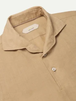 Nut Linen Pop-over Shirt -Velora Fashion aurelien linen shirt overhemd linnen pop over men heren nut2 2