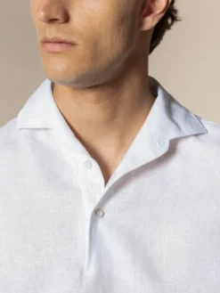 White Linen Pop-over Shirt -Velora Fashion aurelien linen shirt overhemd linnen pop over men heren white12 scaled