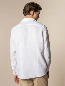 White Linen Pop-over Shirt -Velora Fashion aurelien linen shirt overhemd linnen pop over men heren white13 scaled
