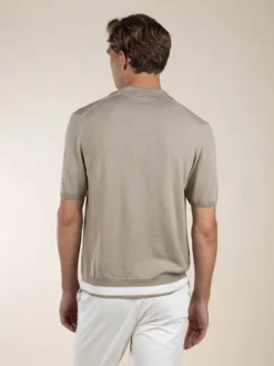 Buttonless AUR1 Polo Greige -Velora Fashion aurelien polo shirt buttonless rib greige men 4