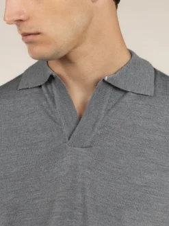 Buttonless AUR1 Polo Dark Grey -Velora Fashion aurelien polo shirt buttonless rib grey men 12 2
