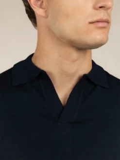 Buttonless AUR1 Polo Navy -Velora Fashion aurelien polo shirt buttonless rib navy men 4copy