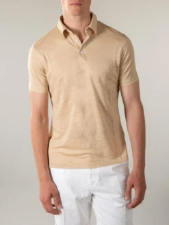Beige Linen Polo Shirt -Velora Fashion aurelien polo shirt men linen heren linnen beige3