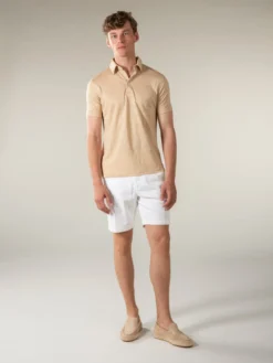 Beige Linen Polo Shirt -Velora Fashion aurelien polo shirt men linen heren linnen beige5