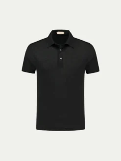 Black Linen Polo Shirt