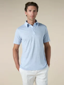 Light Blue Linen Polo Shirt 7 Light Blue Linen Polo Shirt -Velora Fashion aurelien polo shirt men linen heren linnen lightblue2 2