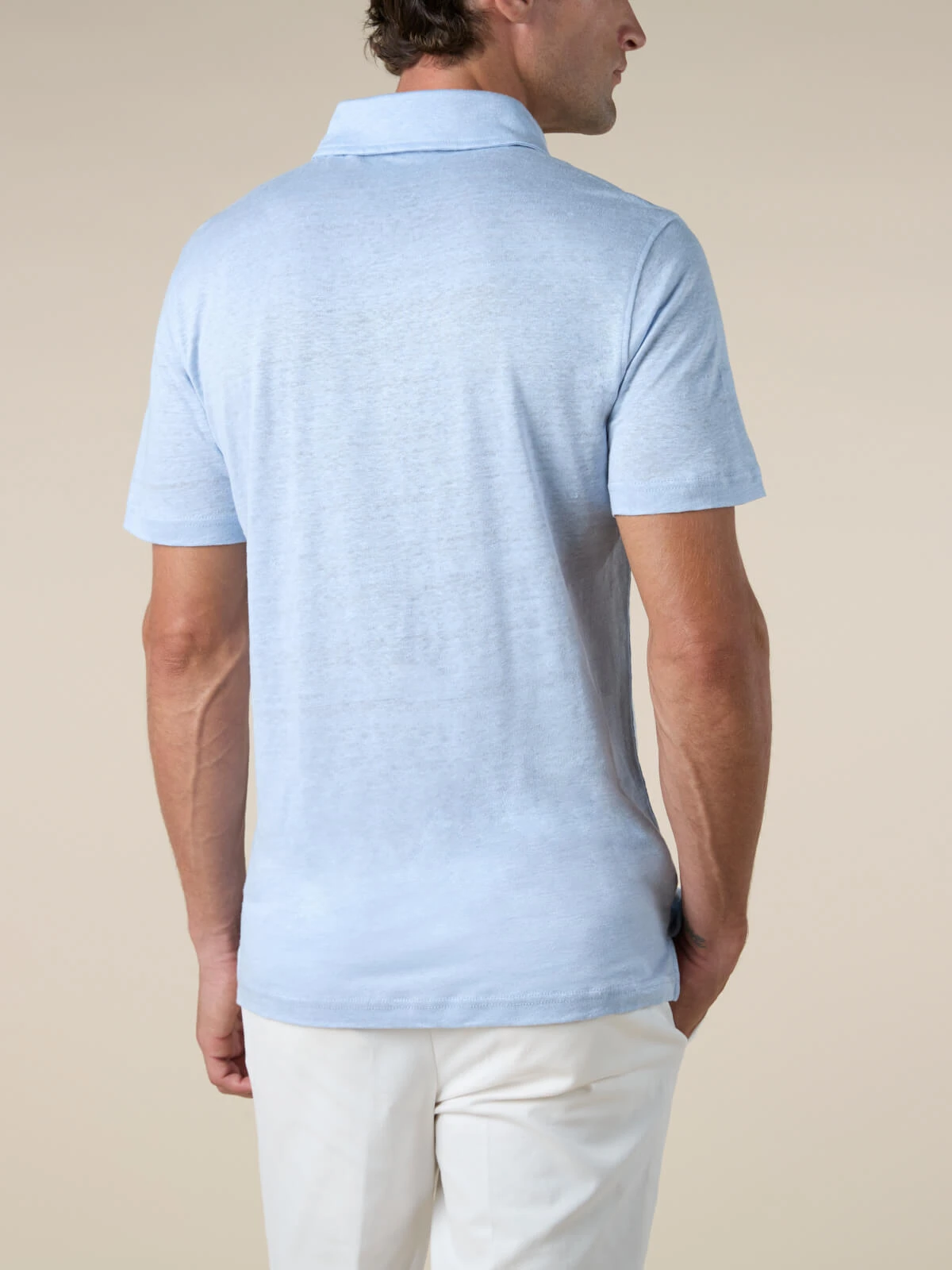 Light Blue Linen Polo Shirt 5 Light Blue Linen Polo Shirt - Image 3