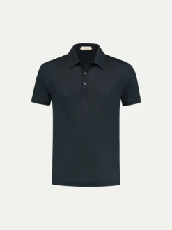 Navy Linen Polo Shirt