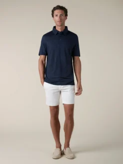 Navy Linen Polo Shirt -Velora Fashion aurelien polo shirt men linen heren linnen navy14