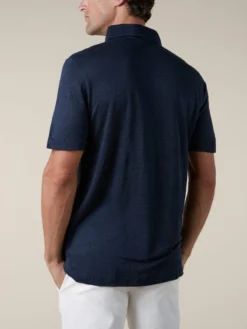 Navy Linen Polo Shirt -Velora Fashion aurelien polo shirt men linen heren linnen navy15