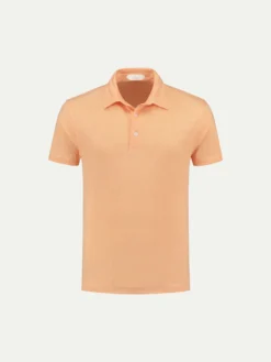 Peach Linen Polo Shirt