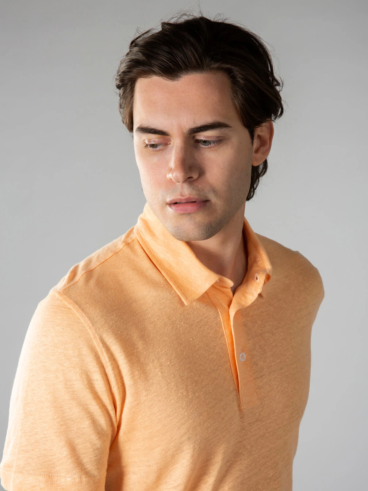 Peach Linen Polo Shirt 5 Peach Linen Polo Shirt - Image 3
