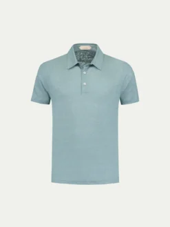 Petrol Linen Polo Shirt