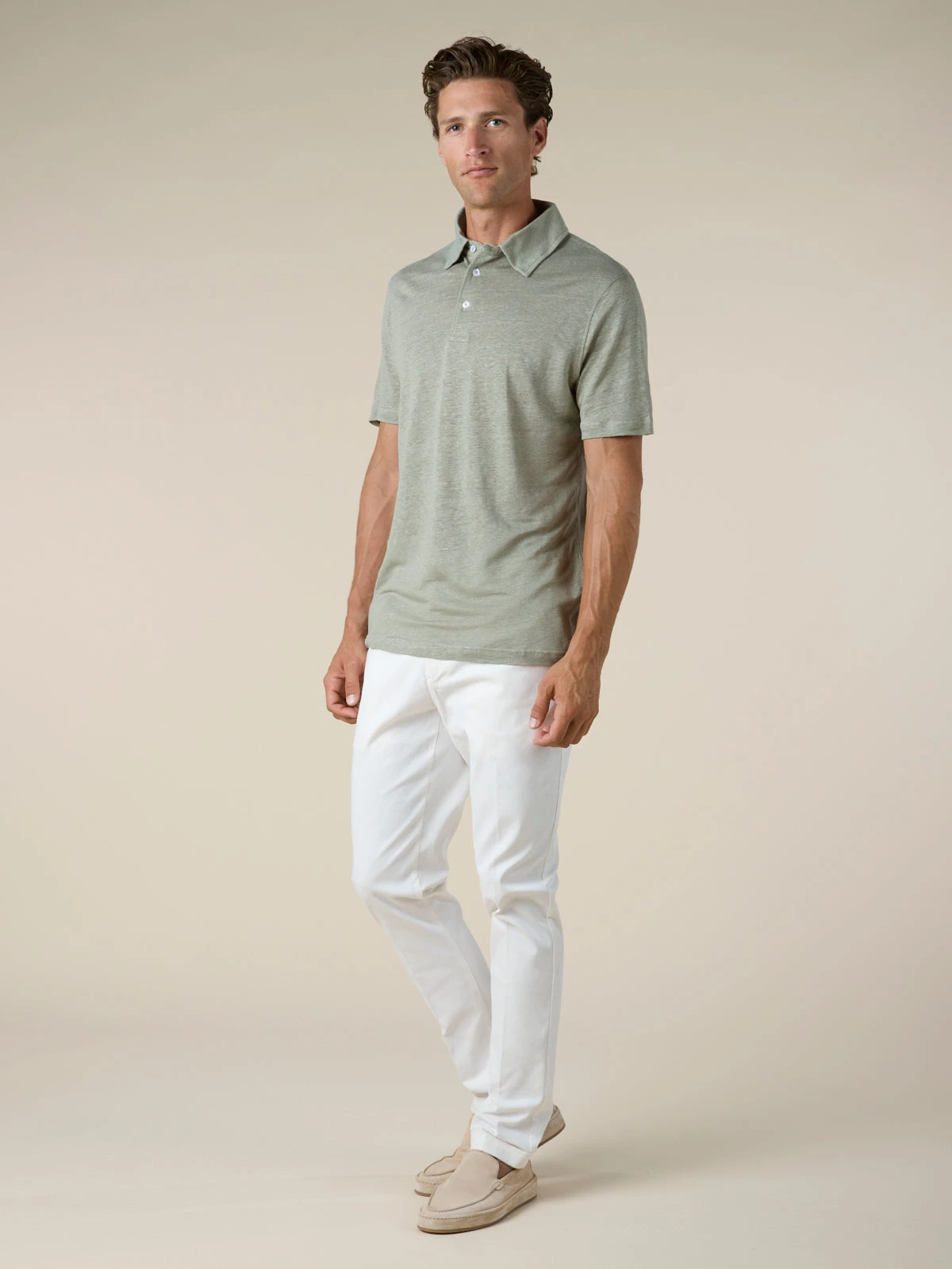 Pistache Linen Polo Shirt 8 Pistache Linen Polo Shirt - Image 6