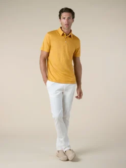 Sunrise Linen Polo Shirt -Velora Fashion aurelien polo shirt men linen heren linnen yellow 3 e132c86a 683f 4379 b594 8c94854036de