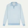 Light Blue Jacquard Polo -Velora Fashion aurelien pure cashmere buttonless longsleevle polo shirt light blue1 9743eb53 129d 480c b71c aea495d6311f