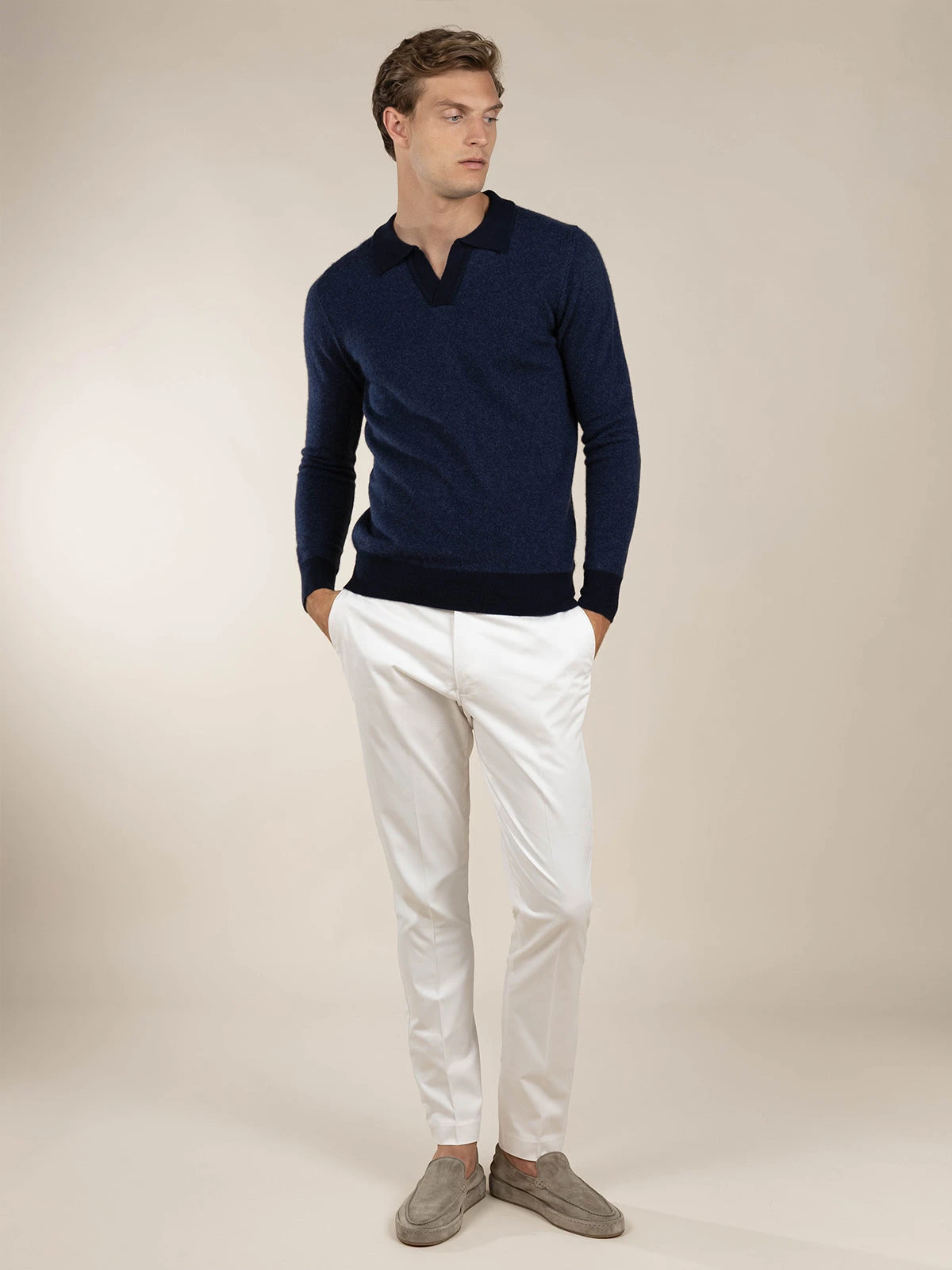 Navy Jacquard Polo 9 Navy Jacquard Polo - Image 7